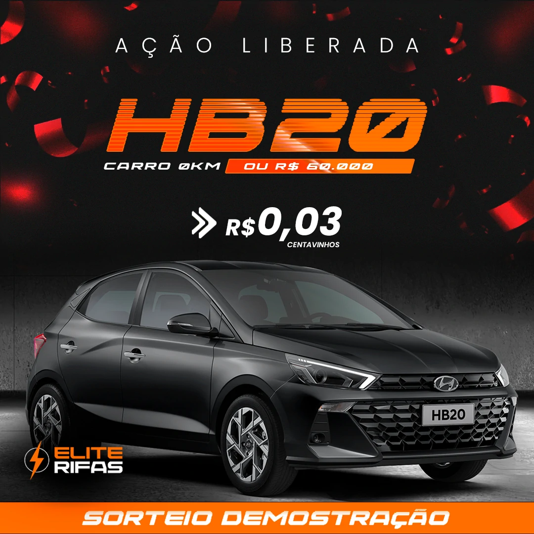 Hyundai HB20 0KM ou 60.000 na sua conta - Demostração em Sorteio FInalizado.